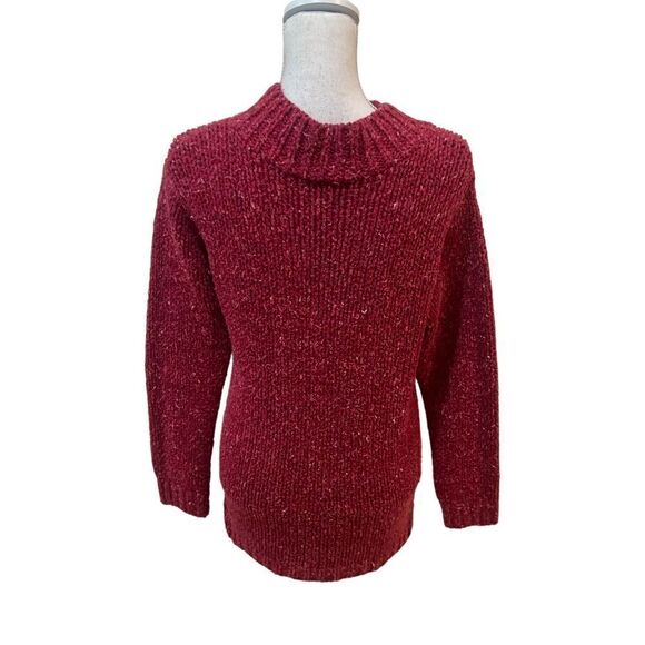 Nordstrom cranberry chunky knit mock neck sweater size xs - Picture 7 of 9